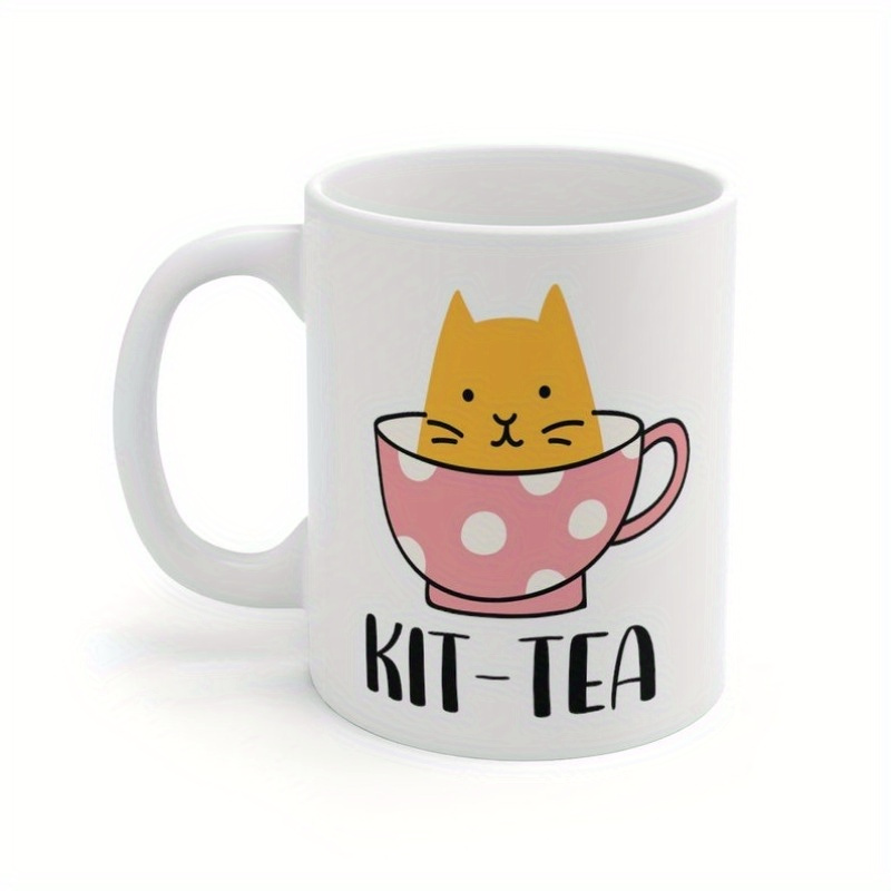 

1pc Cat Tea Mug, Cat Pun Mug, Kitty Mug, Funny Cat Mug, Gift For Tea Drinker, Kitten Coffee Cup, Mug, , Tea Puns, Mug!