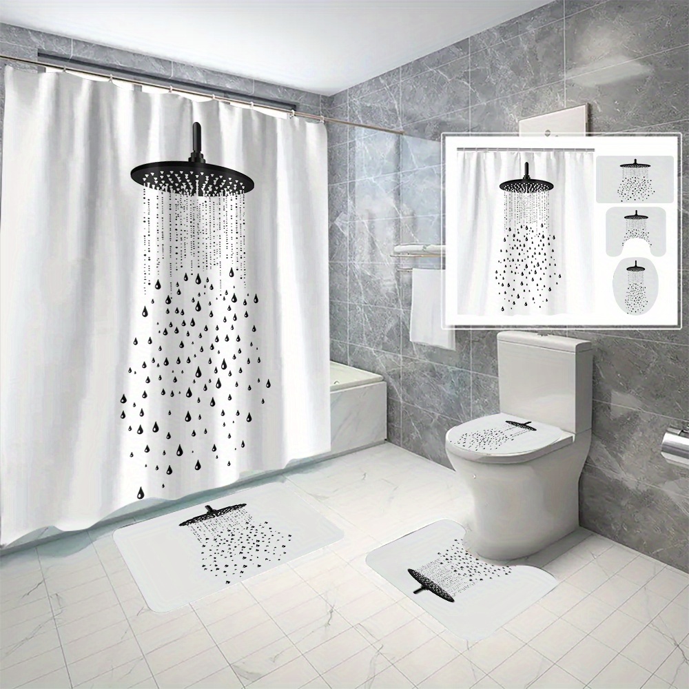 

de Douche Imperméable en Polyester à Numérique, 1pc/2pcs/3pcs/4pcs/6pcs, Perçage, de Salle de Bain