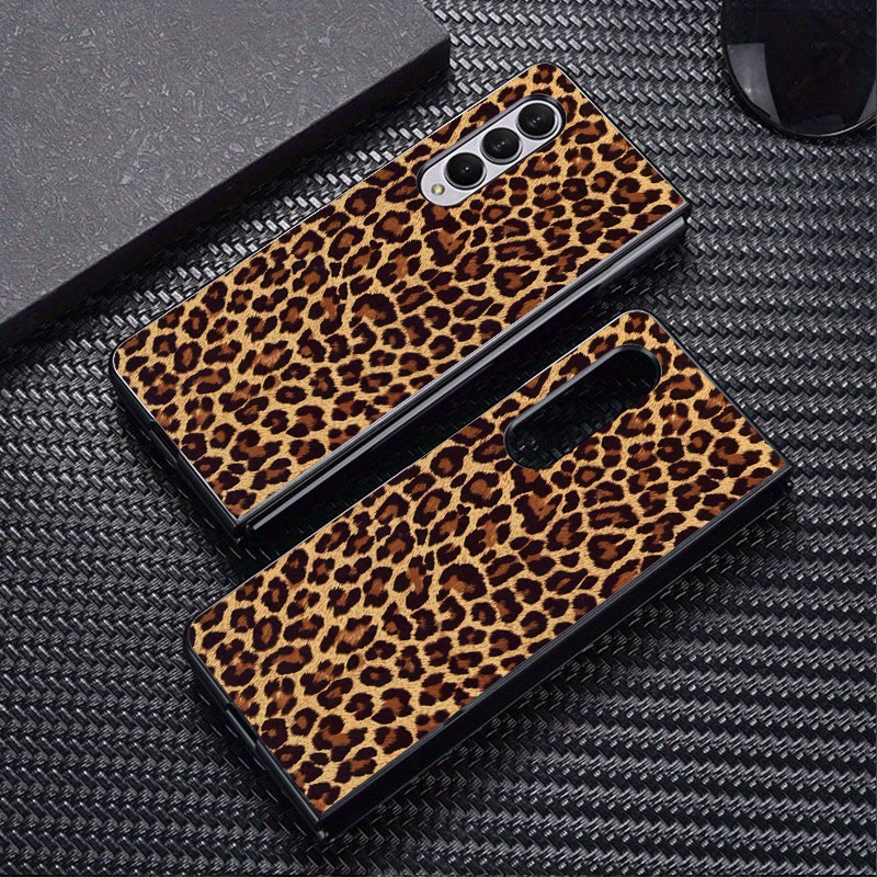 

Phone Case Galaxy Fold5 Fold4 Fold3 Fold 6 5 4 3 Hard Pc Cover Black Solid Funda Fashion Brown Leopard