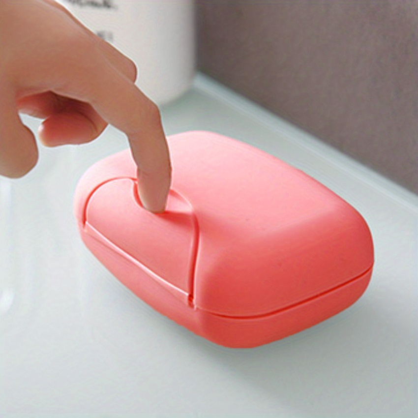 

1pc Portable Travel Soap Case With Lid & Lock - Waterproof, Plastic Oval Soap Holder, Ideal For Bathroom &