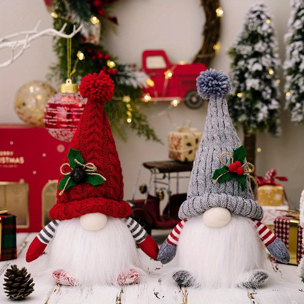 

Handcrafted Plush Figurines 2-pack, Led Light-up Christmas Decorations, Cotton Seasonal Home & Garden Decor, Tabletop Dolls For Holiday Party Supplies, 18+