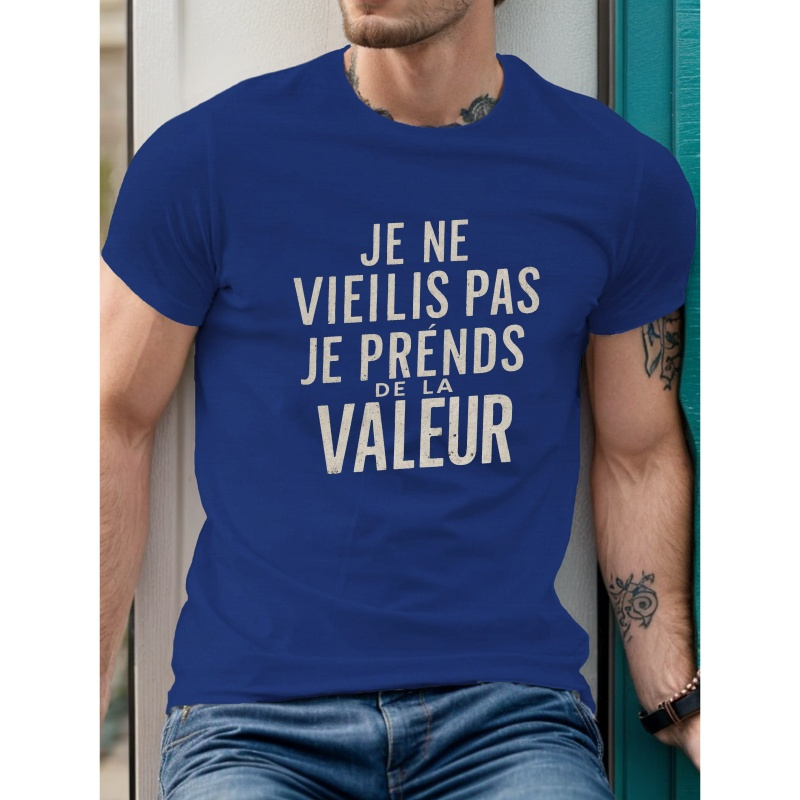 

T-shirt Vintage pour Hommes avec Imprimé Typographique - T-shirt Décontracté à Manches Courtes, Polyester Respirant, Mode d'Été