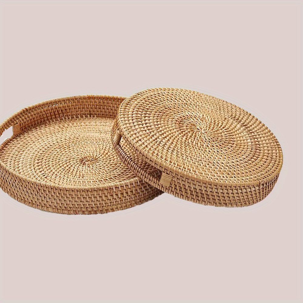 

1pc Hand-woven Rattan Trivet Tray, - Elegant Tabletop Serving Platter For Hot Dishes & Decor