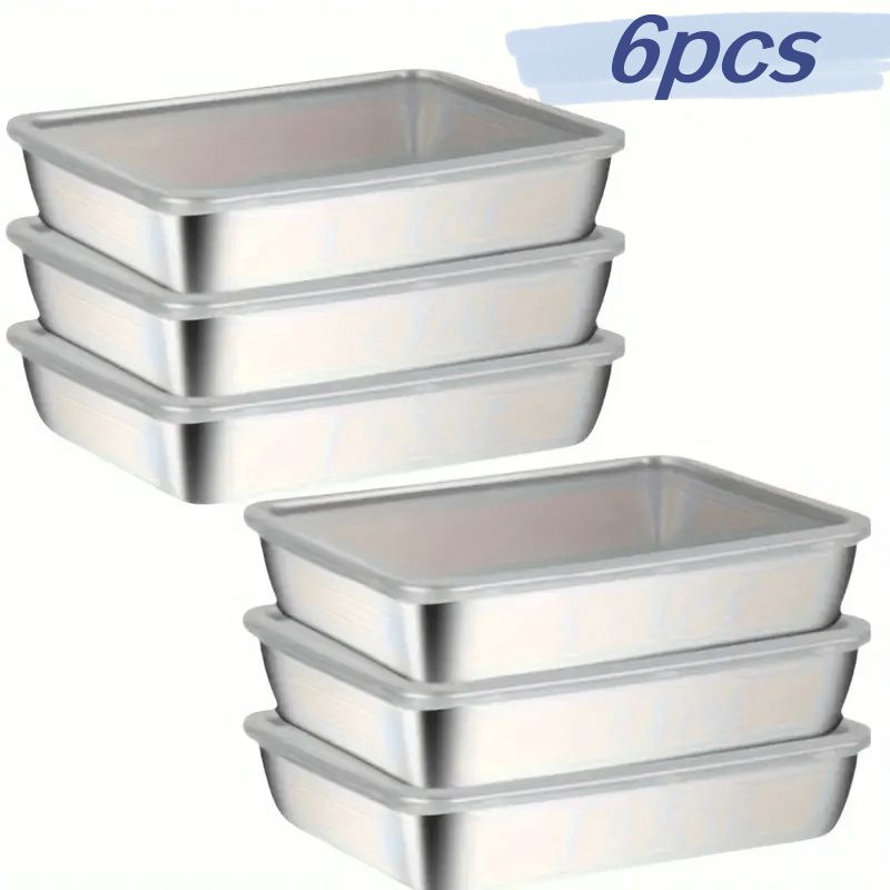 

6pcs Stainless Steel Food Storage Containers Set With Airtight - Stackable, Uncharged Prep Bowls For Salads, Sandwiches & Fruits