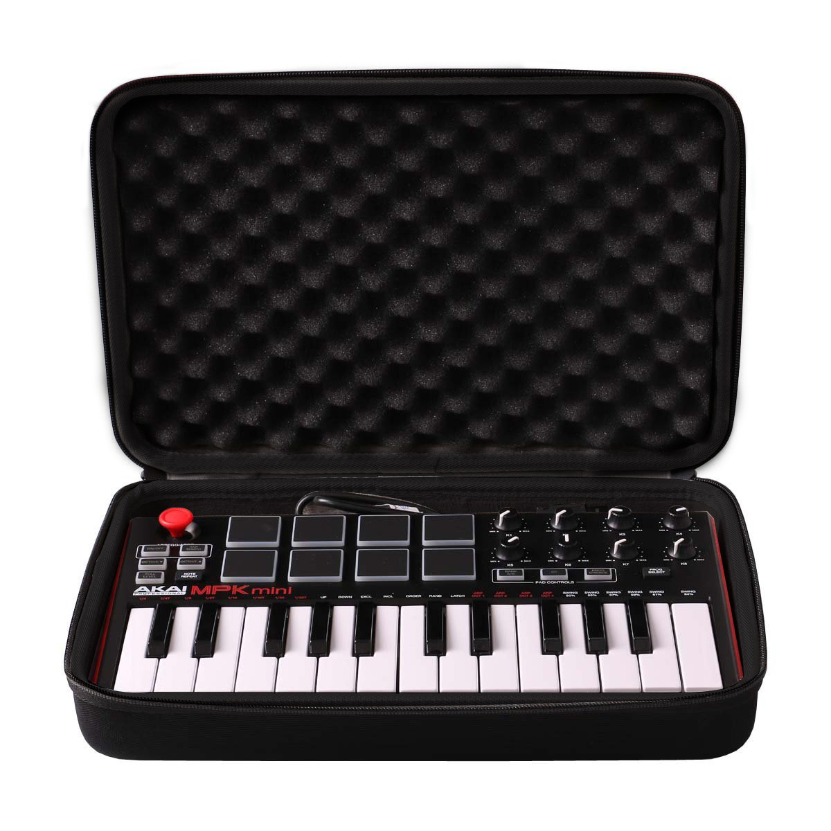 TEMU Durable Eva Travel Case For /mk2/mk1 Series - 25-key Usb Midi Keyboard Controller, Black, Portable & Protective With Red Accents