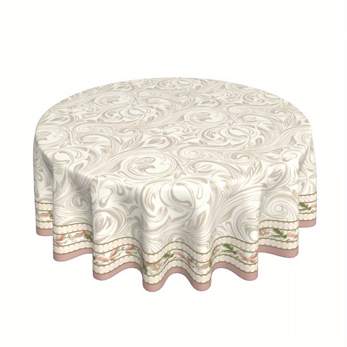 

Christmas-themed Round Tablecloth: Waterproof, Oil-resistant, Heat-insulating, And Machine-made With Viscose Material