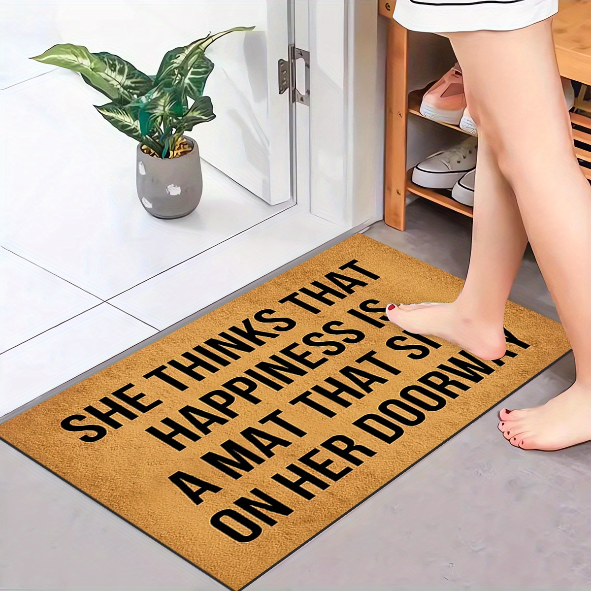 

1pc Funny Welcome Doormat - "she That A Mat That Sits On Her Doorway" Design, Anti-slip & Absorbent Floor Mat For Indoor/outdoor Use, Home, Rv, Farmhouse, Or Office Decor, Welcome Mat For Front Door