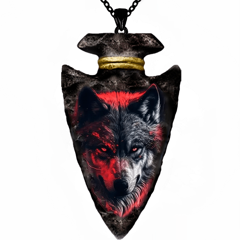 

1pc Punk Hip-hop Wolf Geometric Triangle Painted Sticker Pendant Necklace, Men's Trendy Jewelry Gift