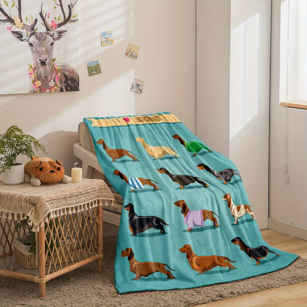 

Cozy Dachshund Fleece Throw Blanket - Plush Design, Flannel For Adults And Women - Sausage Pattern