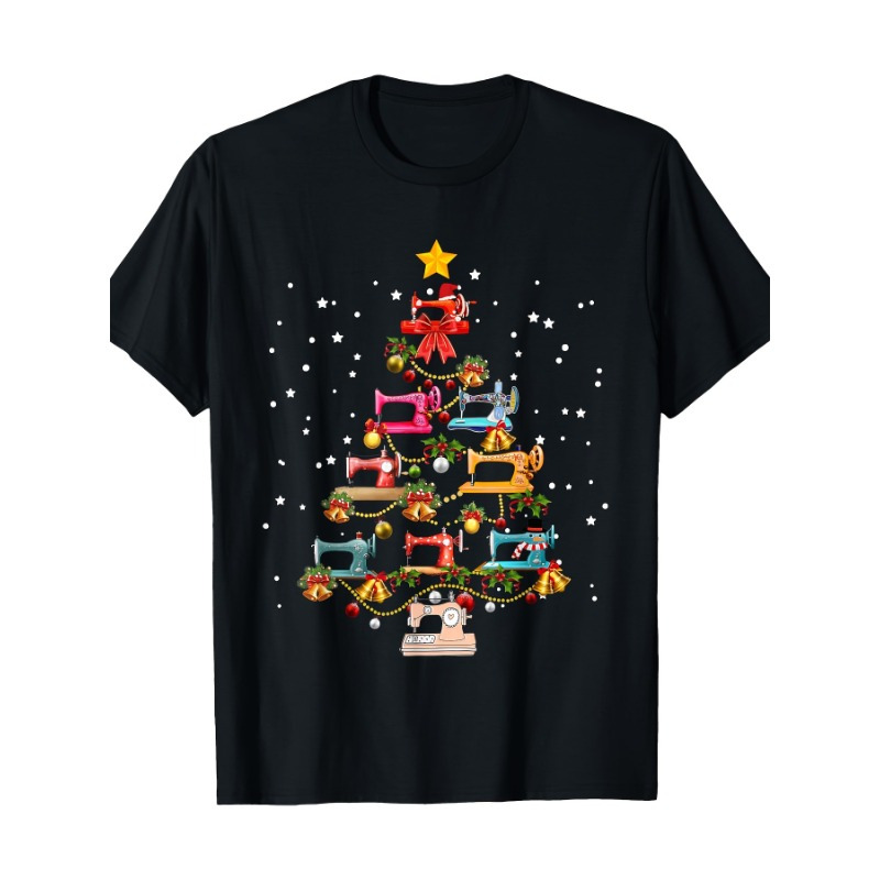 

Fun Sewing Machine Christmas Tree Christmas Decoration Women's T-shirt - 220g