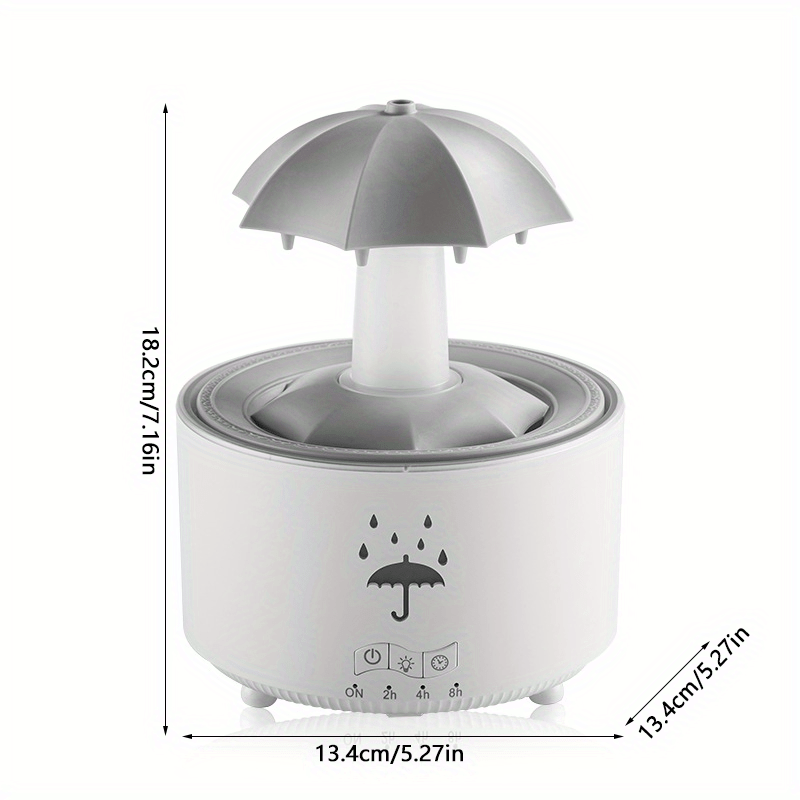 Rotating Umbrella Droplet Humidifier, Home Use with Large Fog, Desktop, Colorful Lighting, Aromatherapy Machine, Remote Control, Suitable for Bedroom and Office, No Aromatherapy Included