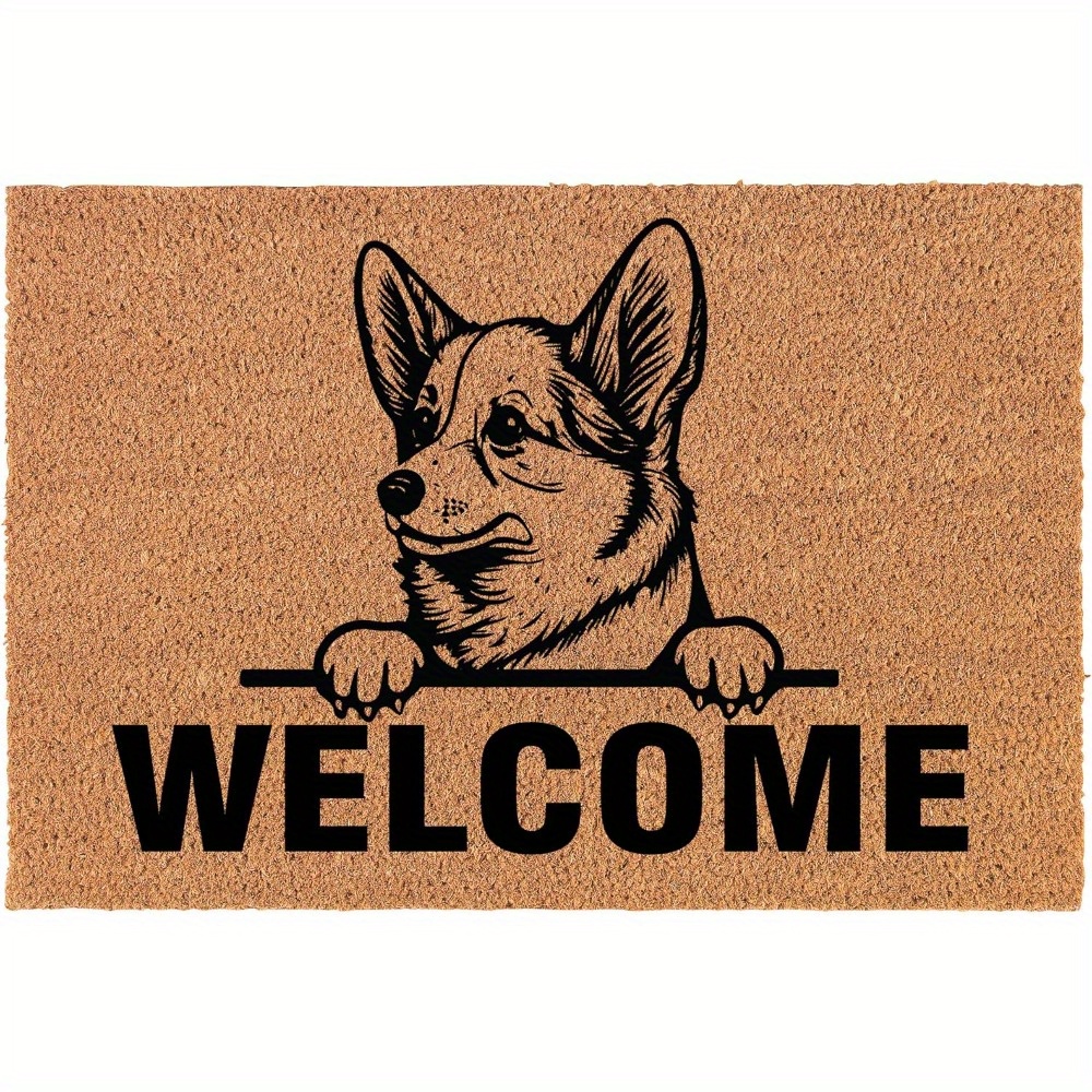 

16x24 Inch Welcome Doormat Front Door Bathroom Universal Doormat With Non-slip Rubber Back Welcome Peeking Corgi Floor Mat