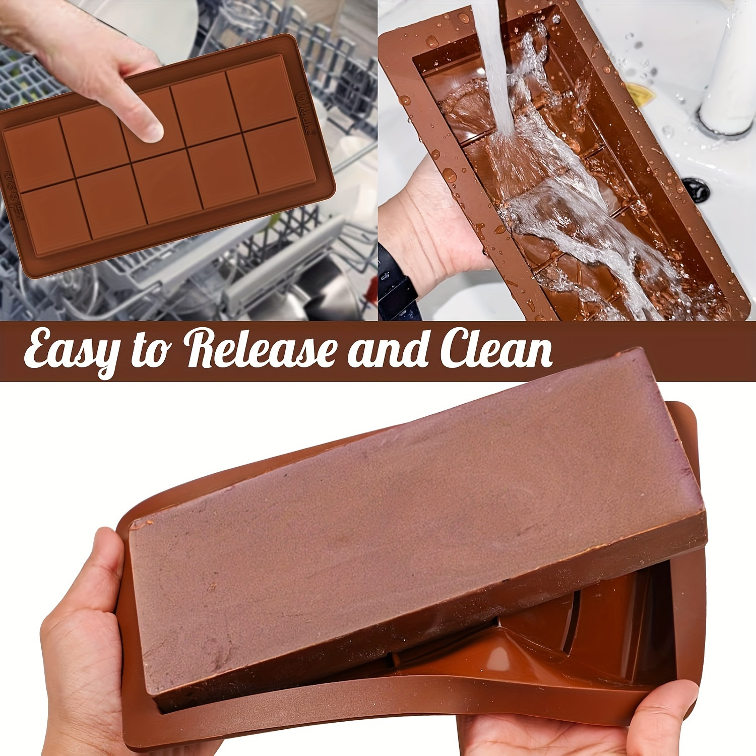 

Silicone Chocolate Bar Molds - 1pc/2pcs Set For Large, Deep, Stuffed - & Clean, , Uncharged Kitchen Bakeware