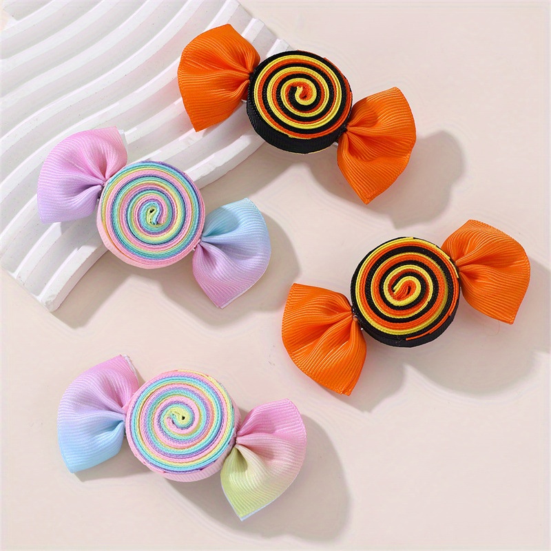 

2pcs Colorful Bow Hair Clips - Duckbill & For Easy Updos, Polyester Fairy-themed Side Bangs Accessories