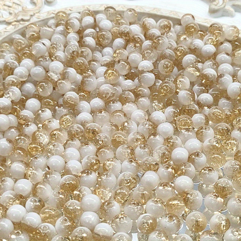 Image of 50pcs 8mm Exquisite Half-white Flower Beads Glazed Beads Bracelet Diy Handmade Ornaments Necklace Loose Beads