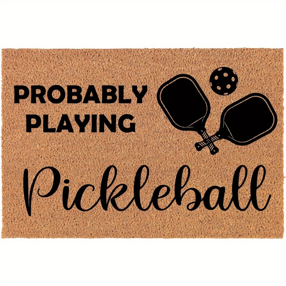 

24"x 16" Playing Pickleball Welcome Doormat Front Door Bathroom Universal No Slip Rubber Mat