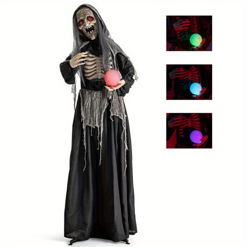 

6ft Animatronics Standing With Light Up Eyes And Magical Ball - Color: Black - Size: 6 Ft