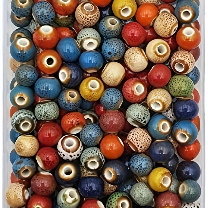 

100 perles en céramique de 8 mm de différentes couleurs pour la fabrication de bijoux - Bracelets et colliers faits à la main de style ancien Accessoires de décoration artisanale