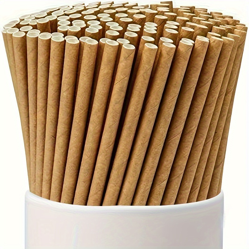 100 disposable paper straws   brown extra thick flat   for   occasions such as parties weddings cocktails coffee and juice