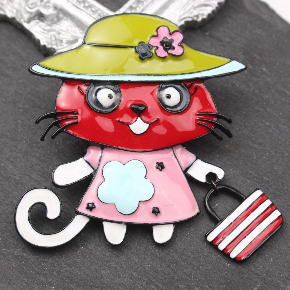 zamonaviy emalli mushuk brosh, chiroyli hayvon, moda aksessuari, noaniq shakl, ayollar uchun yangi pin va tugma, zargarlik sovg‘asi, tafsilotlar 0