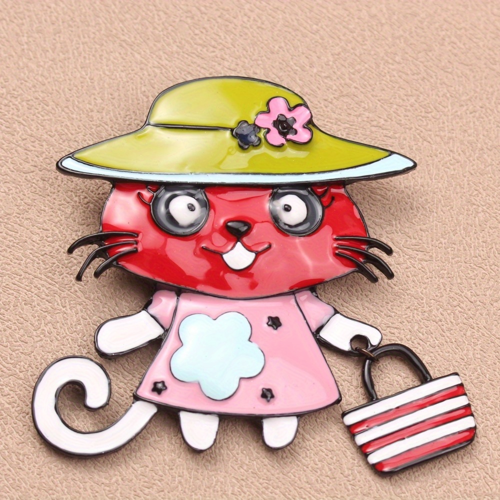 zamonaviy emalli mushuk brosh, chiroyli hayvon, moda aksessuari, noaniq shakl, ayollar uchun yangi pin va tugma, zargarlik sovg‘asi, tafsilotlar 1