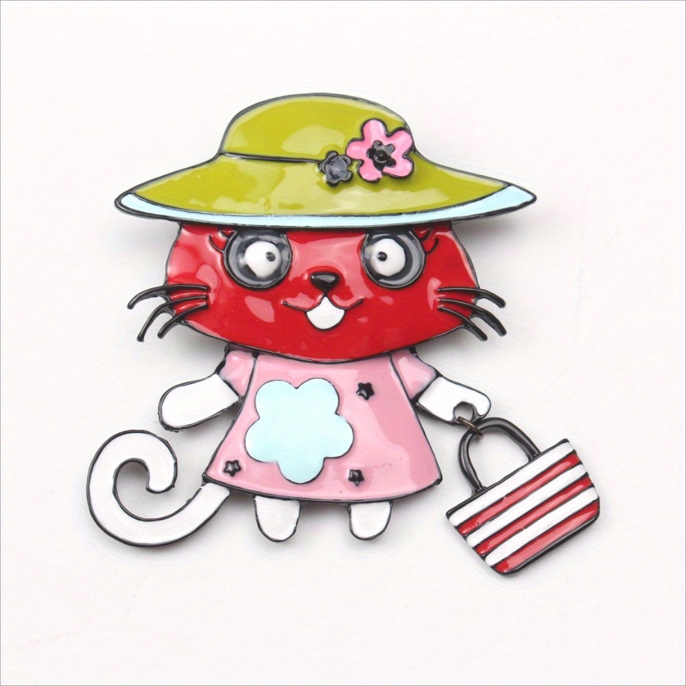 zamonaviy emalli mushuk brosh, chiroyli hayvon, moda aksessuari, noaniq shakl, ayollar uchun yangi pin va tugma, zargarlik sovg‘asi, tafsilotlar 3