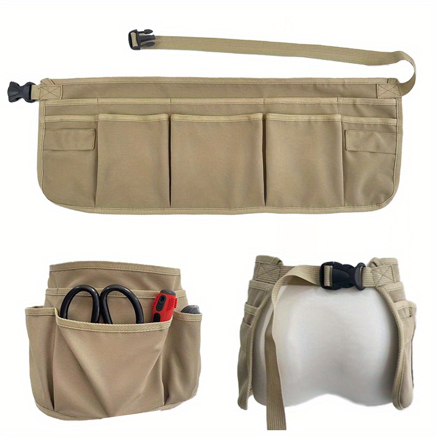 

Khaki 1pc Men's And Women's Tool Waist Apron With 12 Pockets, 10 Pockets And 2 Hammer Rings, Waterproof, Adjustable Length, Gardening Apron, Suitable For Construction, Carpenter, Electrician, Dad Gift