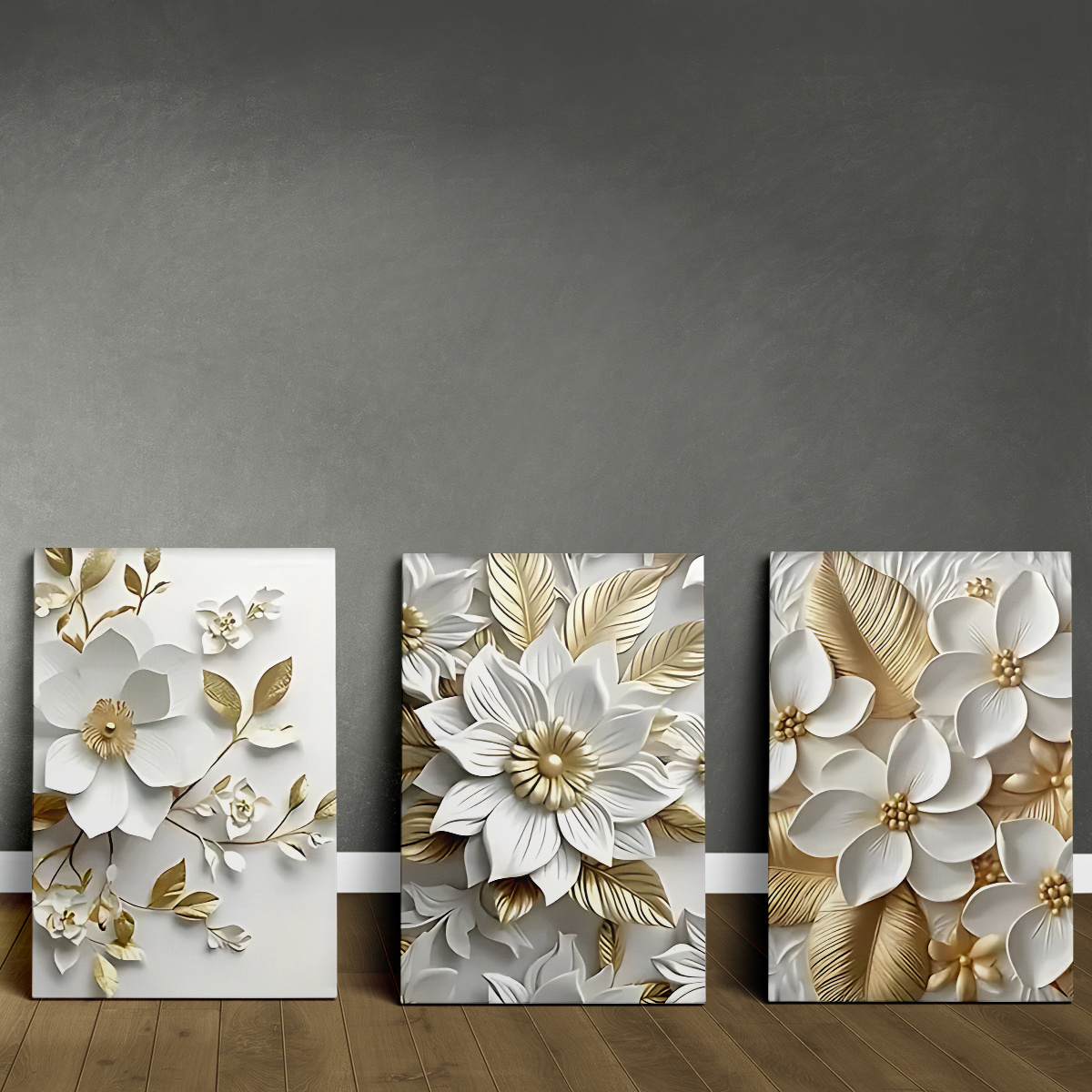 

3pcs Framed Canvas Wrapped , Gorgeous Oil Painting, Flower Canvas Painting, Ideal Gift For Wall Decoration Suitable For Room, Bedroom, Corridor, Office Decoration (wrapped Canvas)