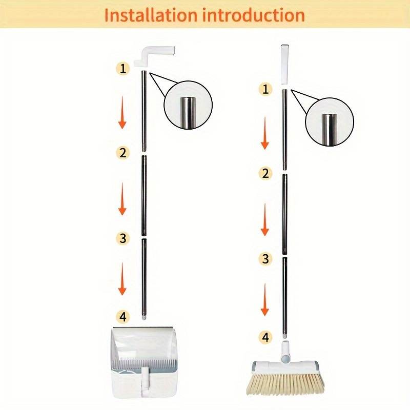 rotatable broom set thickened rotatable folding soft bristle broom dustpan set sturdy and durable stainless steel pole convenient cleaning supplies Product details 5