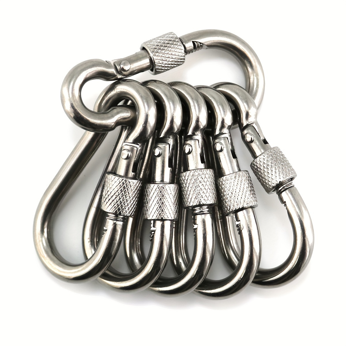 

5pcs M6 Stainless Steel Spring Hooks - Screw Locking Carabiner For Camping, Hiking, Hammocks & Gym