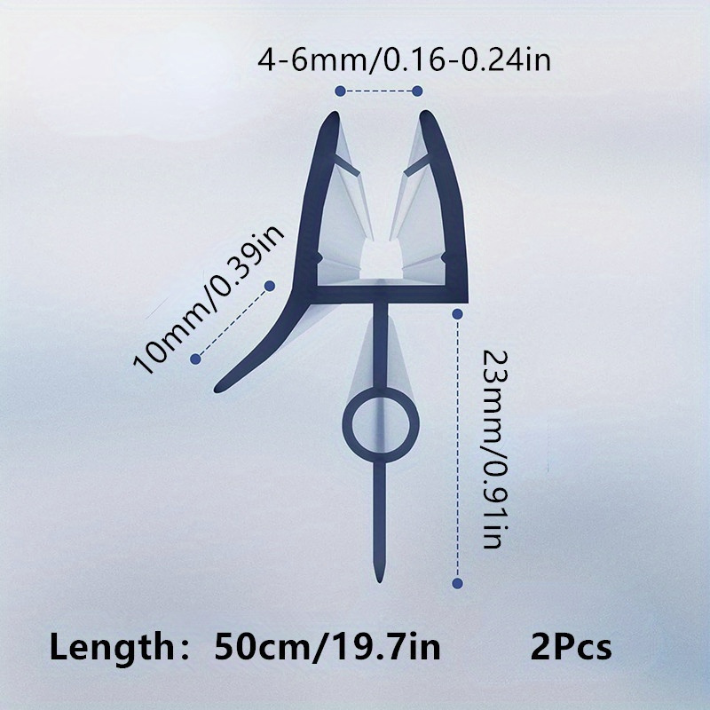 Image of 2pcs Plastic Shower Door Seal Strip, For 4mm/6mm Thickness Glass Doors, 19.7 Inches Replacement Seals, Transparent Leakproof Bottom Sweep Strip For Bathroom Waterproof Protection