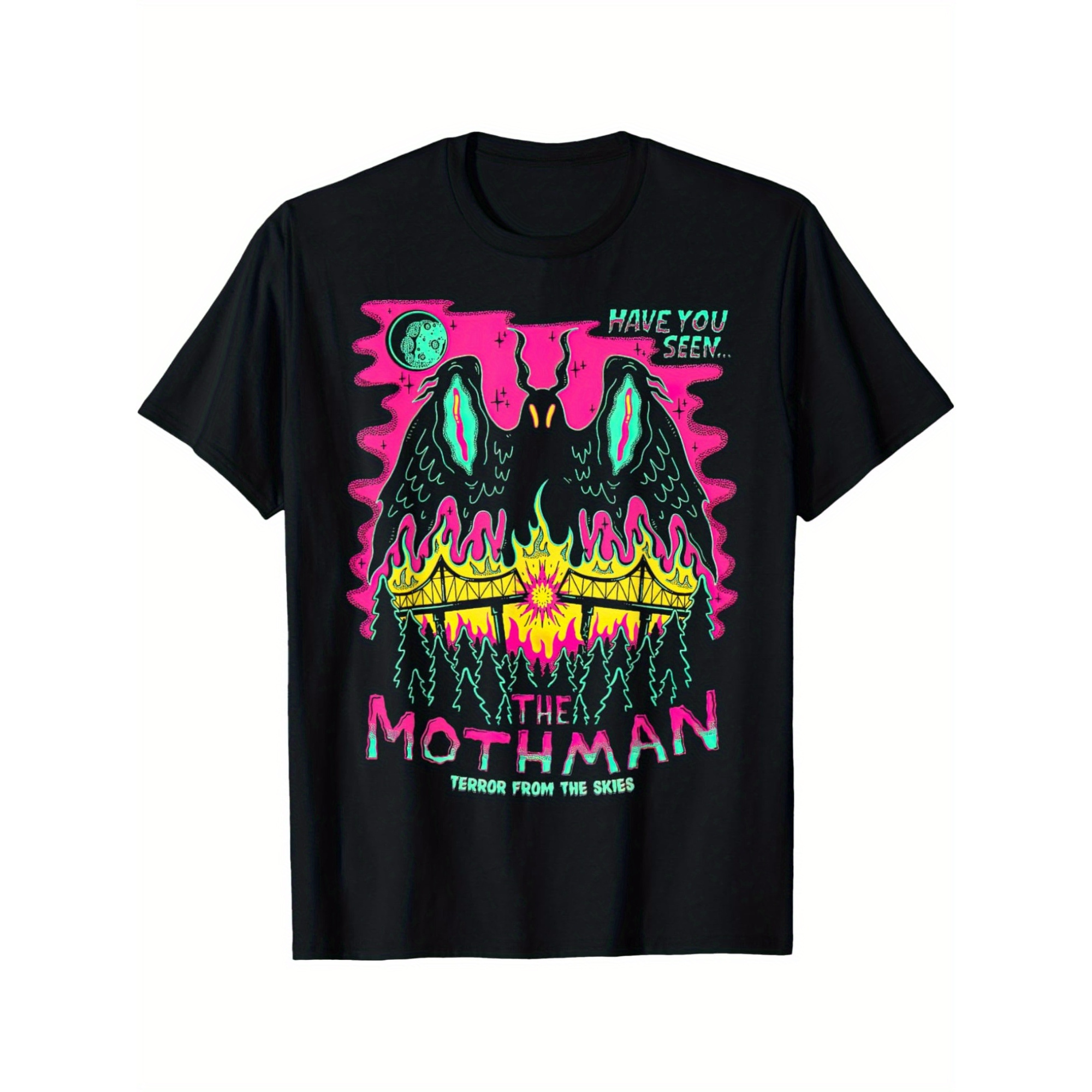 

1pcs Moth Man T-shirt Wizard Clothing Fashion Trend Men's Cotton Crew Neck Casual Letter Printing 220g T-shirt