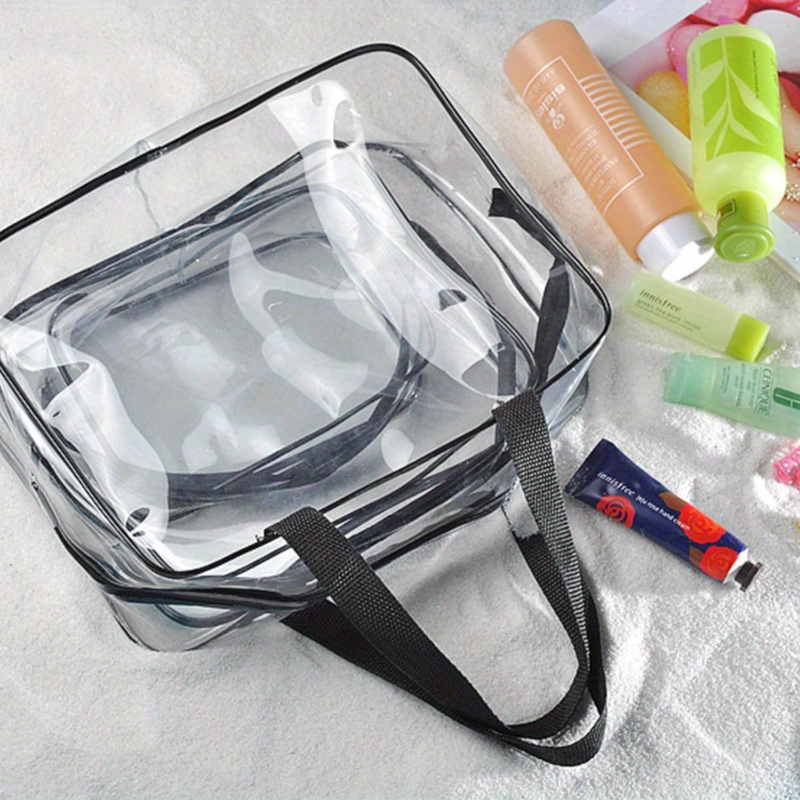 1pc large transparent pvc waterproof storage bag with black zipper versatile organizer for toys books puzzles travel essentials   plastic no electricity needed toy storage details 6