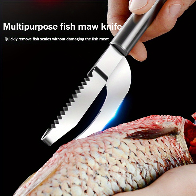 

Stainless Steel Kitchen Tool Fish Killing Knife Double Serrated Handle Fish Maw Knife Multi- Knife