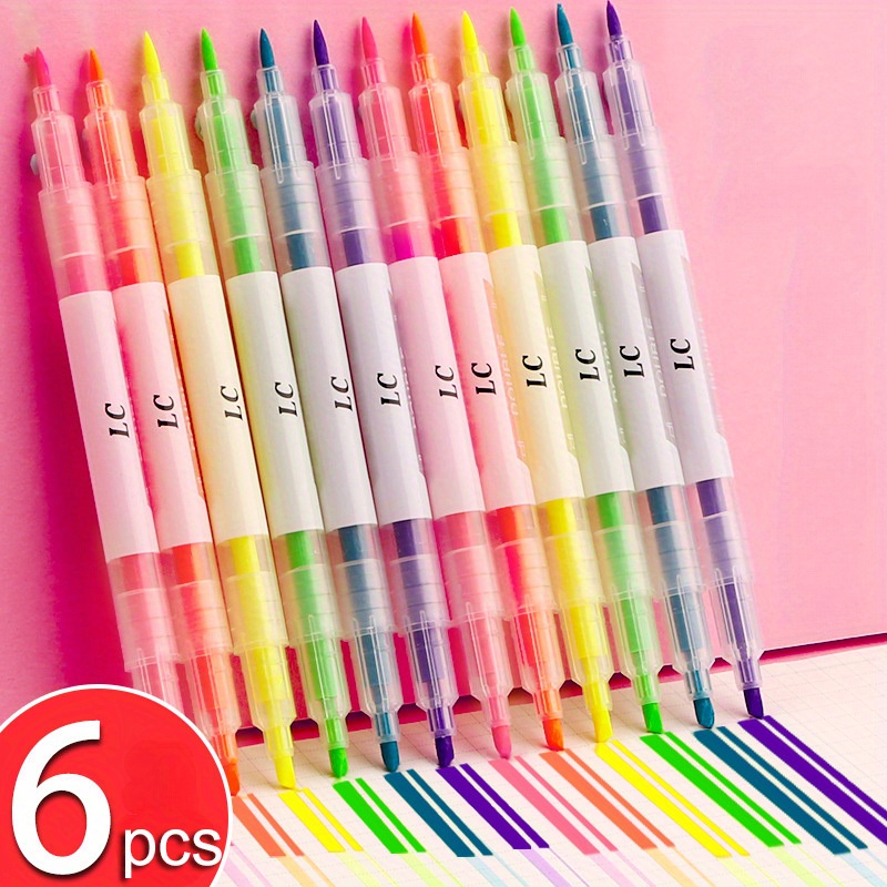 

3pcs/6pcs New Fluorescent Highlighter Markers - Liquid Fluorescent Pens For Note Taking And Drawing - Bright Colors For Office Supplies