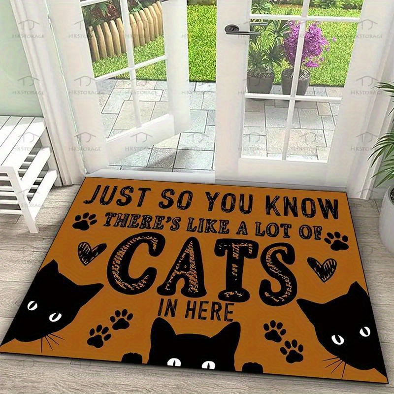 

Cat - Non-slip, Washable Entrance Rug With Silicone Backing For Indoor/ Outdoor Use - Home, Garden, Patio Decor - Funny ' 's Like Cats In Here' Design