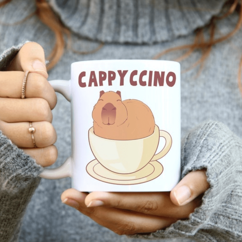 

1pc, Capybara Cappyccino Coffee Mug Funny Pun, Gift11oz