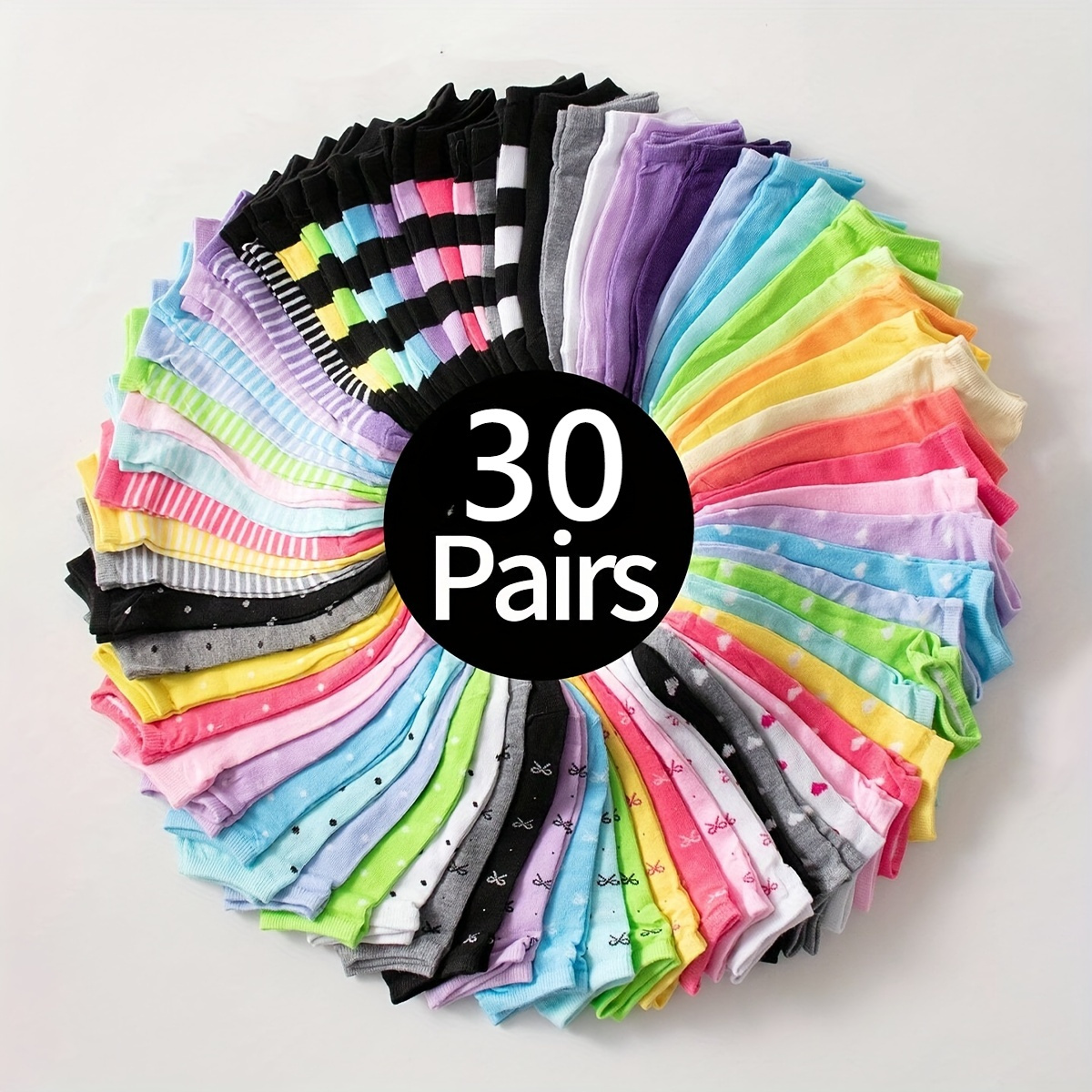 

30 Pairs Socks Soft & Breathable Ankle Socks Women's Stockings & Hosiery