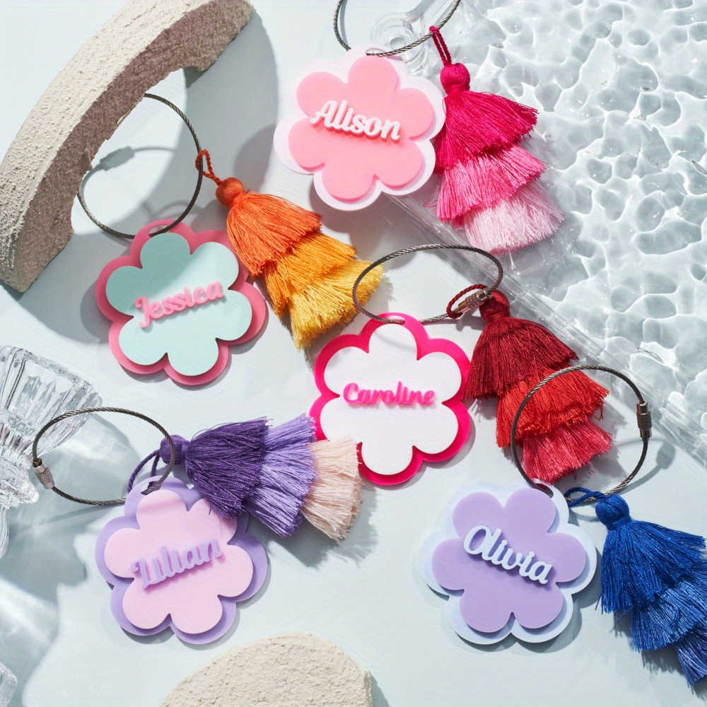 

Personalized Acrylic Tassel Keychain - Customizable With Lettering, Perfect Gift For Valentine's Day, Birthdays & Day