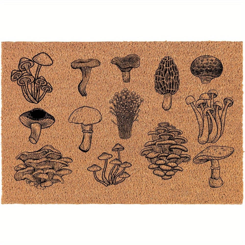 

24"x 16" All Kinds Of Mushrooms Pattern Entrance Welcome Doormat Front Door Bathroom Universal Doormat With Non-slip Rubber Back