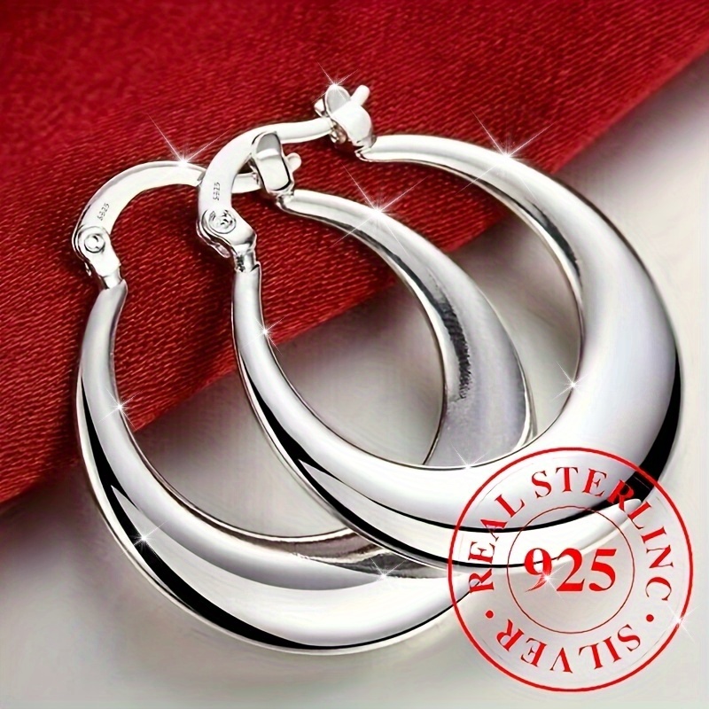 

Sterling Silver Hoop Earrings - Hypoallergenic, Elegant, And Sexy Daily Party Accessories For Women - 925 Pure Silvery, Nickel-free, , And With A