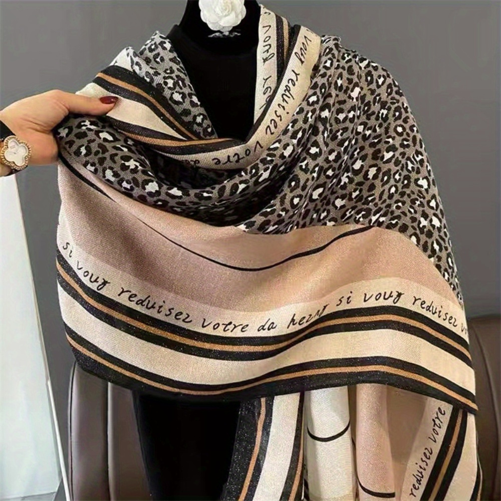 TEMU Bohemian Style Women's Scarf Shawl - Polyester, Embroidery & Print, Windproof, Snowproof, Casual & Use