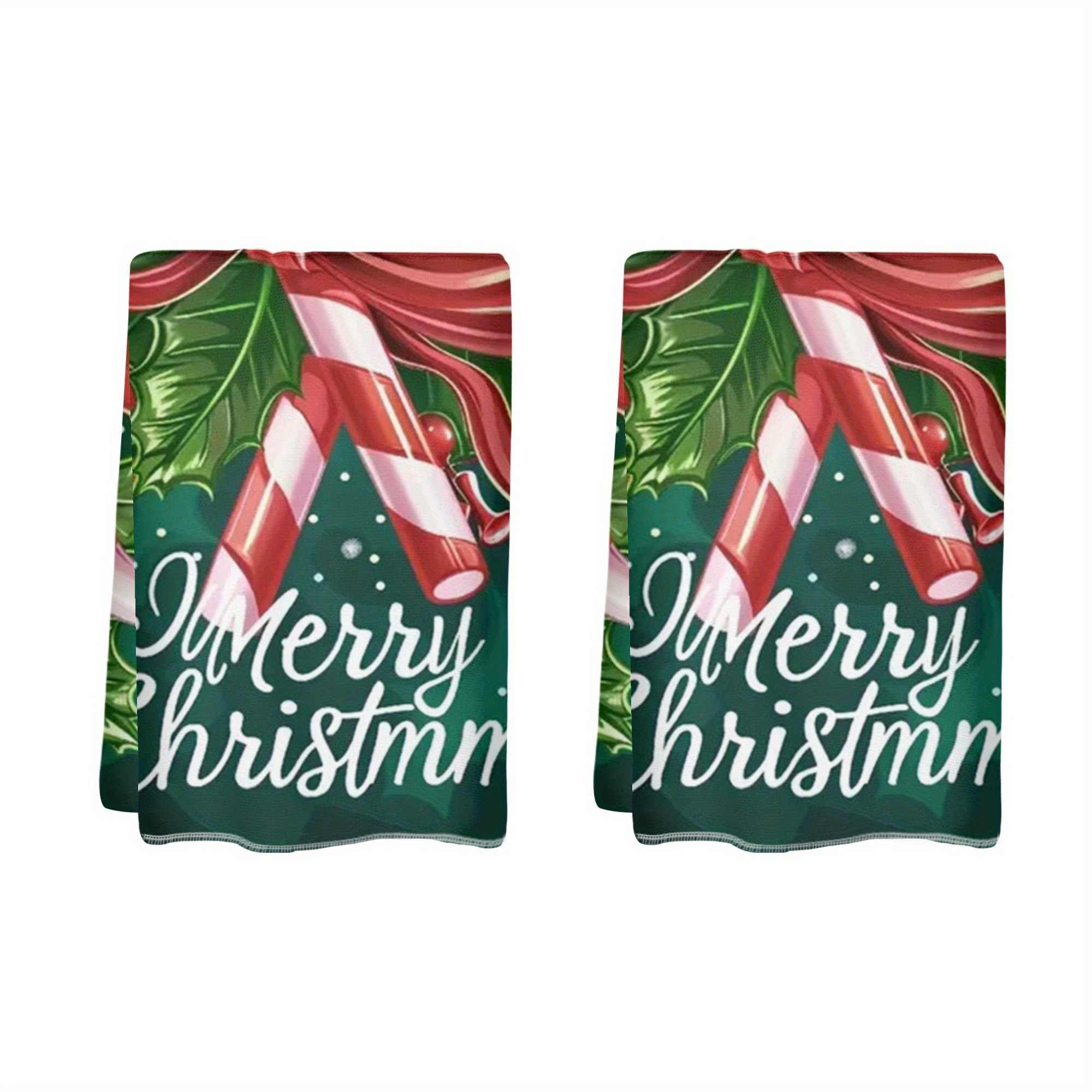 

2-pack Super Soft Polyester Christmas Towels, Contemporary Woven Oblong Bath Towels With Festive Patterns, Strong Absorption Character Towel Set (18x26 Inches) - 527gsm