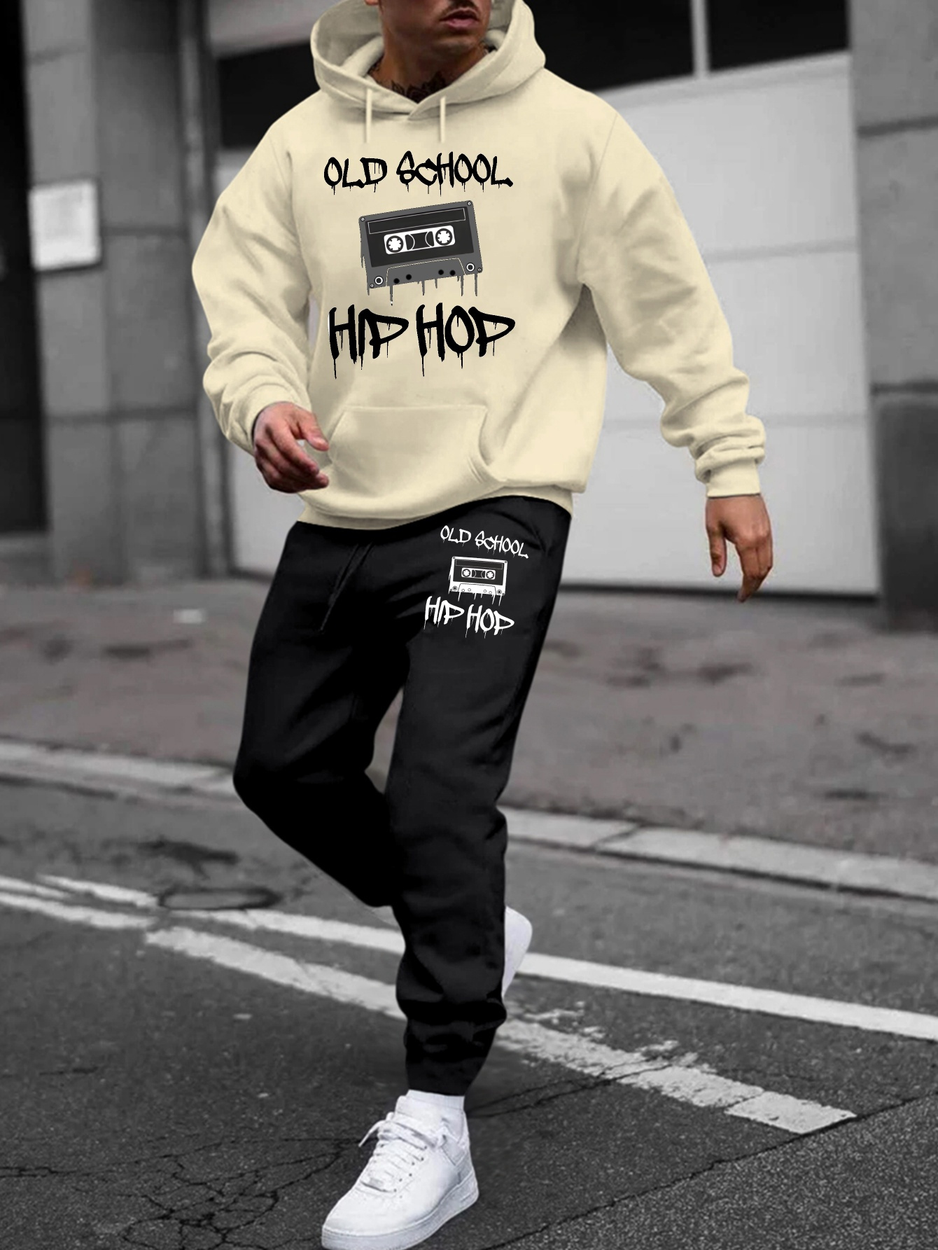 old school hip hop themed polyester sweat suit mens casual Temu