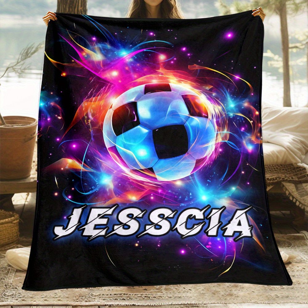 

Custom Football-themed Flannel Throw Blanket - Soft, Lightweight & Portable For Couch, Bed, Travel & Camping - Personalized Name Option