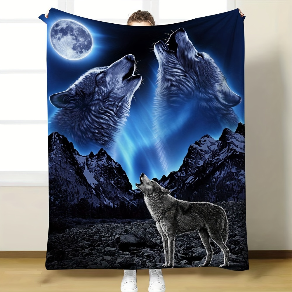 

Wolf Printed Animal Blanket Wolf Throw Blanket Soft Blanket For Bedroom Sofa Couch Car Bedding Supplies Gifts