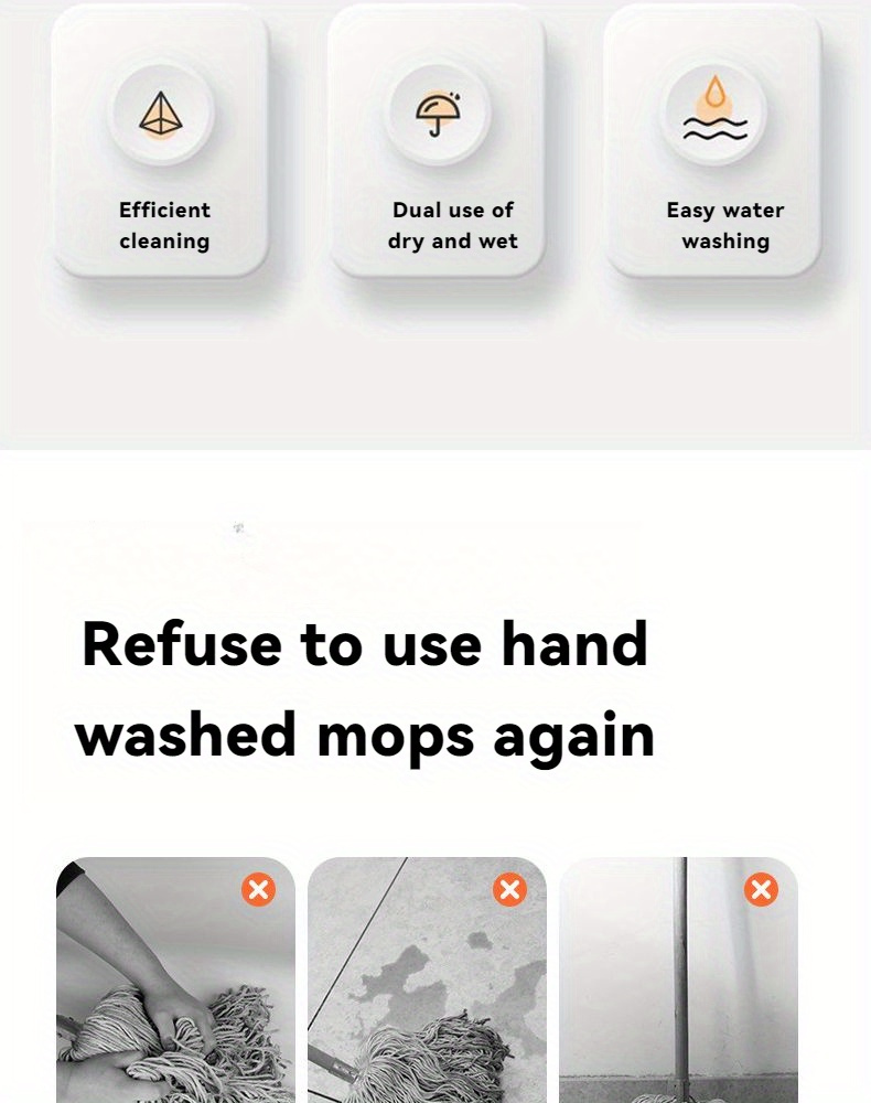 1pc easy wringing string mop multi surface wet dry use super absorbent microfiber ideal for bedroom bathroom toilet and living room cleaning self spinning dust removal tool details 0