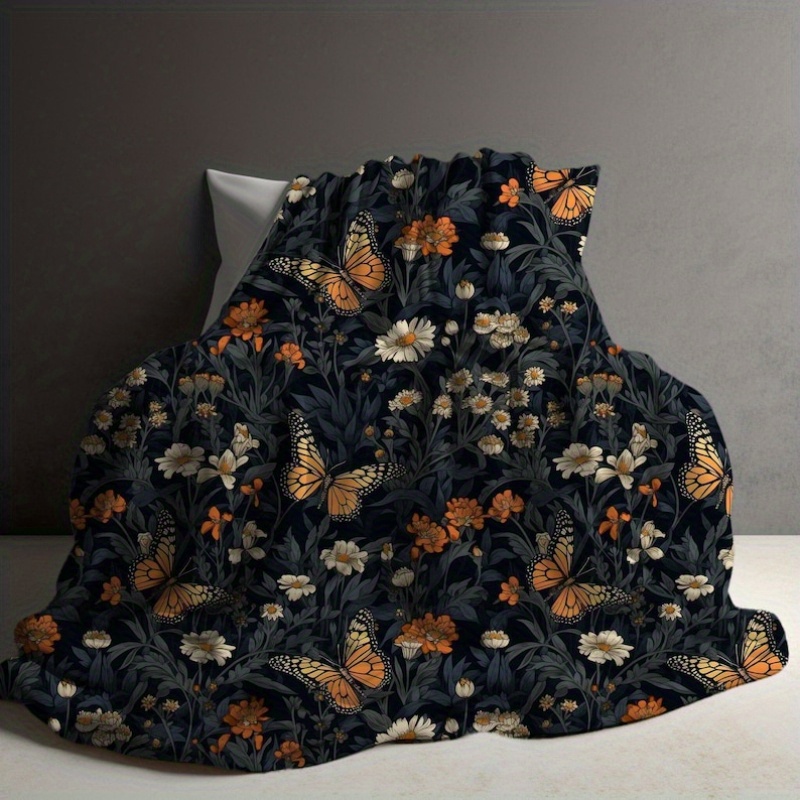 

Warm And Cozy Blanket Gift, Floral Butterfly Blanket, Warm Gift