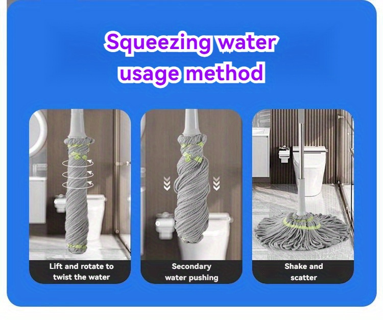 1pc easy wringing string mop multi surface wet dry use super absorbent microfiber ideal for bedroom bathroom toilet and living room cleaning self spinning dust removal tool details 2