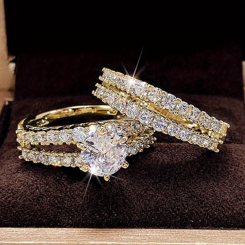 

1 Set Hot Sale New Luxury Ring Set Ladies Fashion Wedding Ring Set